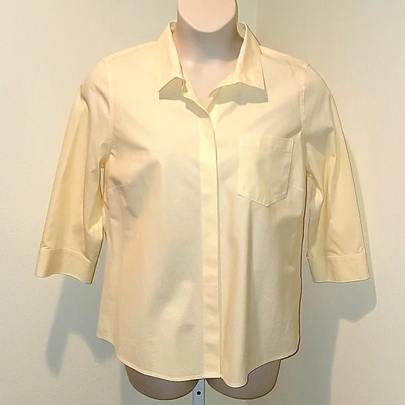 CHICOS WOMEN'S NO-IRON COTTON STRIPED POCKET-DETAIL SHIRT - Picture 4 of 10